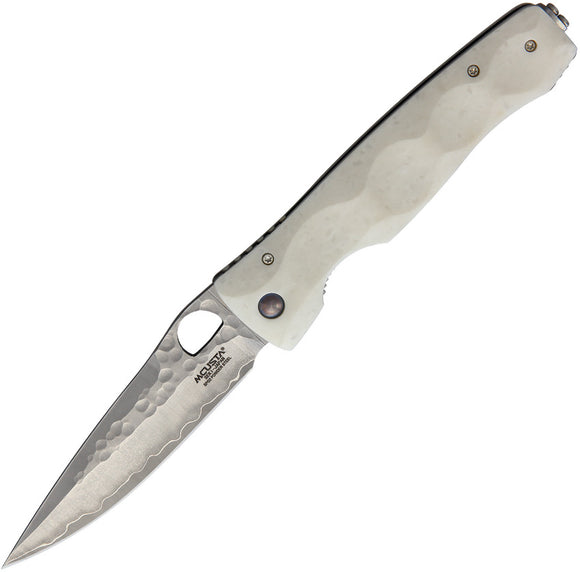 Mcusta White Sculpted G10 Folding SPG2 Powder Steel Pocket Knife 126G