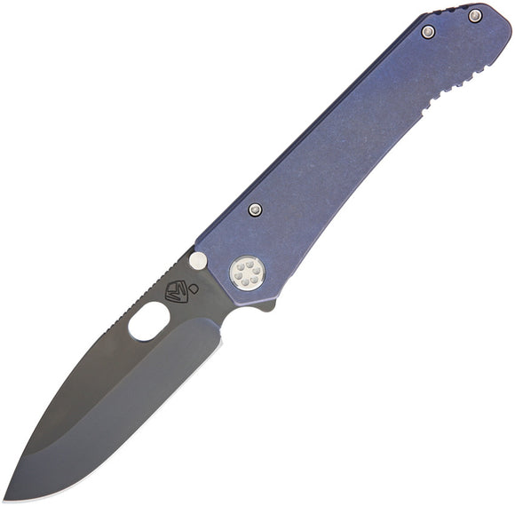 Medford 187 DP Framelock Blue Titanium Handle Folding D2 Blade Knife 002DPQ37A2