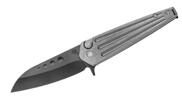 Medford Nosferatu Button Lock Gray Titanium Folding S35VN Knife 210SPQ01TM