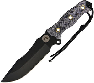 11.75" Black & Gray G10 Stainless Fixed Blade Knife w/ Belt Sheath 300
