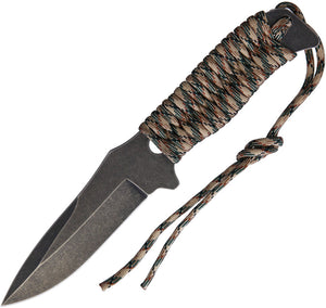 8.5" Camo Cord Wrapped 5Cr15MoV Stainless Fixed Blade Knife 301
