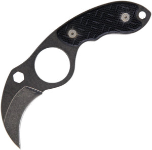 5" Black G10 Hawkbill Fixed Stainless Steel Blade Neck Knife w/ Kydex Sheath 304