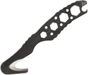 Miscellaneous Black Stonewash Stainless Guthook Fixed Blade Knife 305