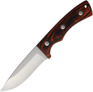 8.5" Brown Wood Stainless Fixed Blade Knife w/ Belt Sheath 307