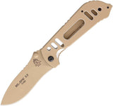 TOPS MiL Spie Folding Drop Pt Blade Coyote Tan Aluminum Handle Knife