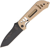 TOPS Knives Mil SPIE Tanto Coyote Tan Handle Black N690 Folding Knife