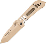 TOPS Mil SPIE Linerlock Tan Aluminum Handle Bohler N690 Stainless Knife