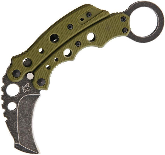 Mantis Vuja De Karambit Green Folding Pocket Knife G-10 Handles