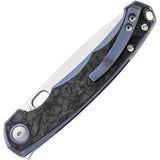 MKM-Maniago Knife Makers Eclipse Blue Titanium & CF Folding MagnaCut Knife   OPEN BOX