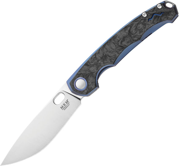 MKM-Maniago Knife Makers Eclipse Blue Titanium & CF Folding MagnaCut Knife   OPEN BOX