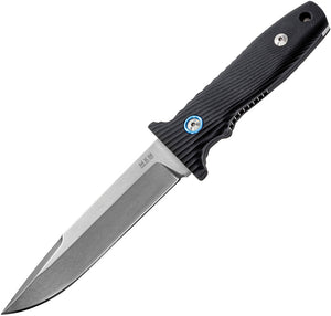 MKM Maniago Knife Makers Black Handle Plain Jouf Fixed Blade Fox Knife F022