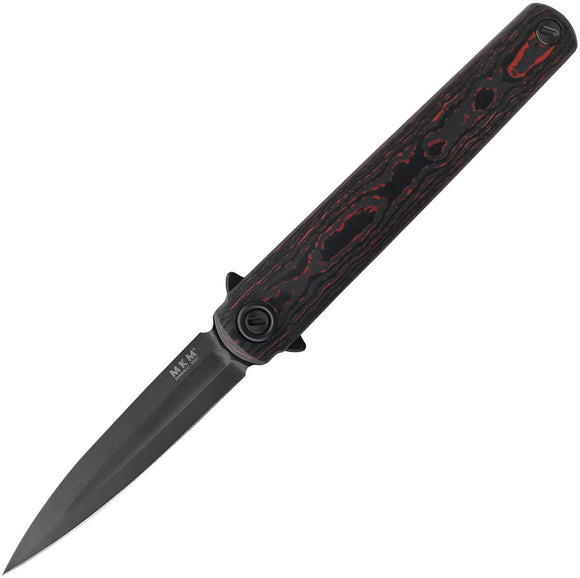 MKM-Maniago Knife Makers Flame Framelock Black/Red CF Folding M390 Knife 02FCLTD