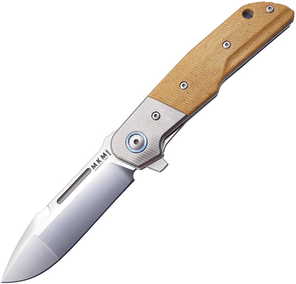 MKM-Maniago Knife Makers Clap Natural Micarta Titanium M390 Folding Knife 0111
