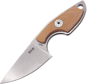 MKM-Maniago Knife Makers Mikro 1 Tan Micarta Bohler M390 Fixed Blade Knife R01NC