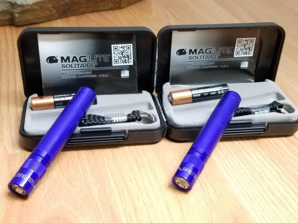 MagLite LOT OF 2 Solitaire Single AAA Cell Purple Aluminum Flashlight