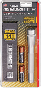 MagLite Mini 2AA Cell Battery Silver Aluminum LED Flashlight + Holster 53043