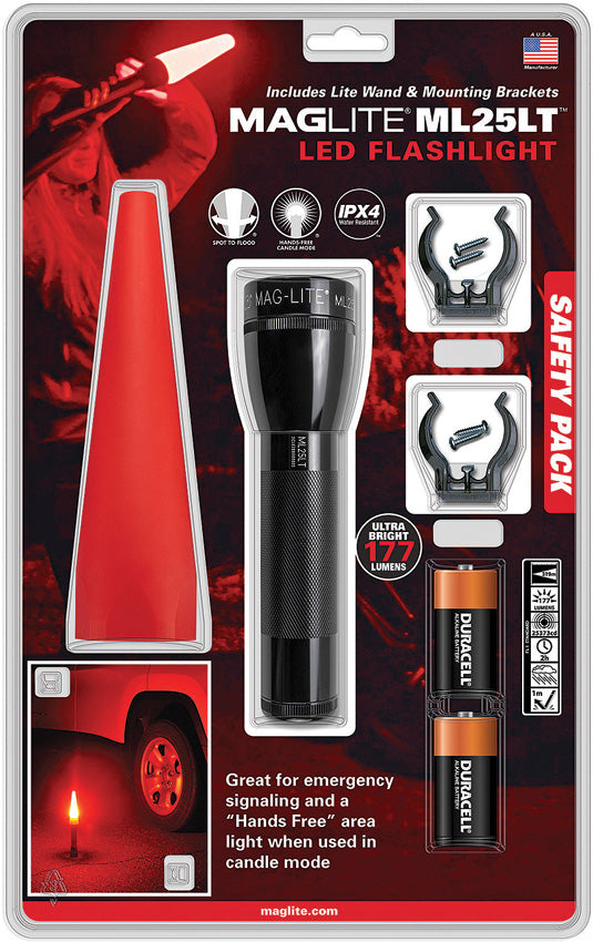 2 cell rechargeable flashlight MagLite ML25LT 2-Cell Batteries Black Aluminum LED Safety Pack Flashli – Atlantic Knife Company