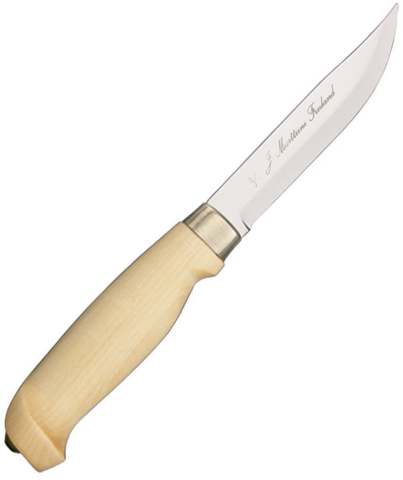 Marttiini Lynx 129 Birch Mirror Stainless Fixed Blade Knife w/ Sheath 129010