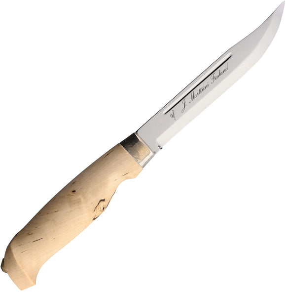 Marttiini Lynx 138 Curly Birch Stainless Fixed Blade Knife w/ Sheath 138010C
