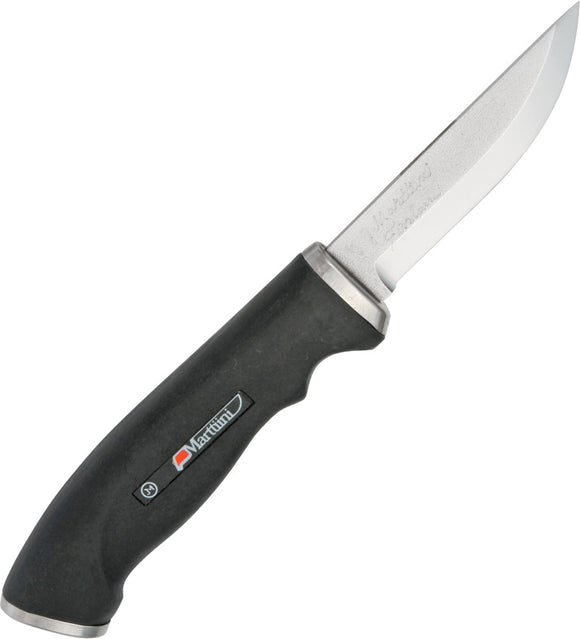 Marttiini Big Silver Black Carbinox Steel Fixed Blade Knife w/ Sheath 215012
