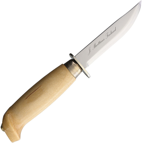 Marttiini Scout Curly Birch Wood Stainless Fixed Blade Knife w/ Sheath 508010C