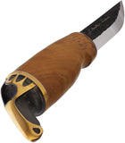 Marttiini Moose Tan Curly Birch Smooth Carbon Steel Fixed Blade Knife 546012W