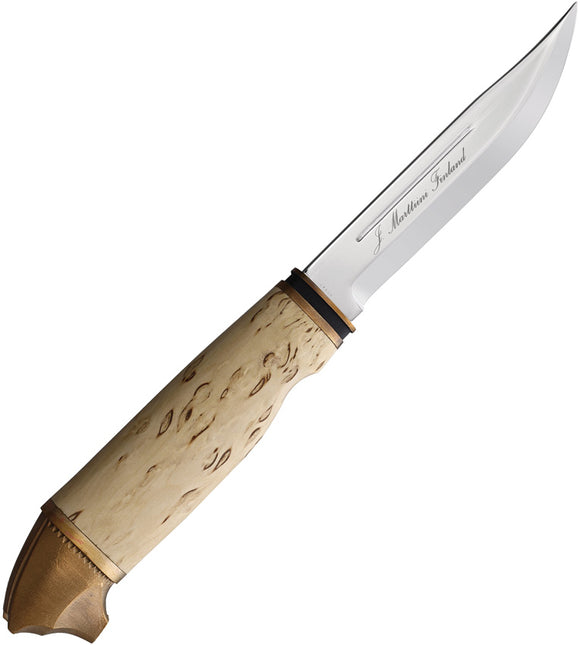 Marttiini Bear Fixed Blade Knife Waxed Curly Birch Stainless Steel Drop Point 549011