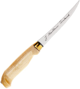 Marttiini Classic Birch Wood Stainless Fixed Blade Fillet Knife w/ Sheath 610010