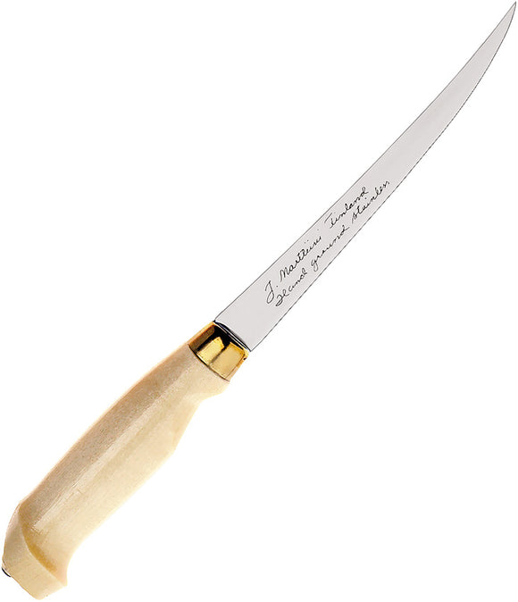Marttiini Classic Birch Wood Stainless Fixed Blade Fillet Knife w/ Sheath 620010