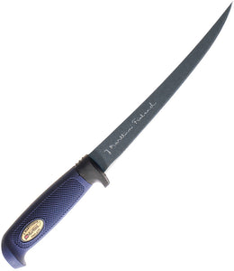 Marttiini Martef Black/Blue Stainless Fixed Blade Fillet Knife w/ Sheath 836014T