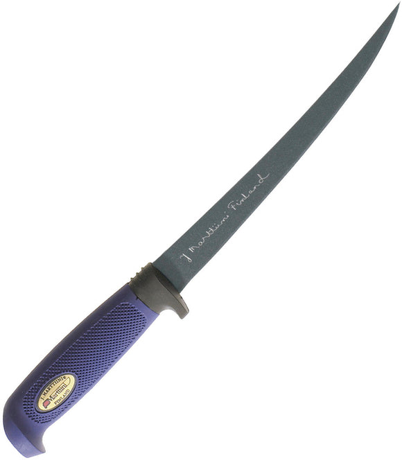 Marttiini Martef Blue/Black Stainless Fixed Blade Fillet Knife w/ Sheath 836017T