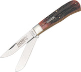 Marbles Jumbo Trapper Stag Bone Handle Stainless Folding Knife w/ Pouch 117