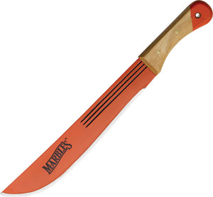 Marbles 20.25" Scout Machete w/ Carbon Steel Orange Fixed Natural Wood Handle 12714