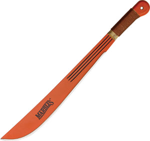 Marbles 24" Carbon Steel Orange Fixed Blade Machete w/ Natural Wood Handle 12718W