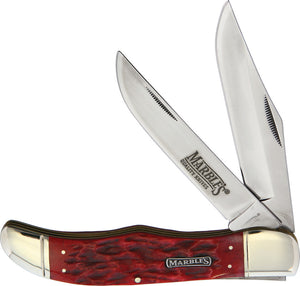 Marbles Red Jigged Bone Hunter Folding Pocket Knife 129