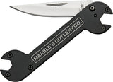 Marbles Medium Wrench Linerlock Folding Pocket Knife Black + Ruler Utility 285