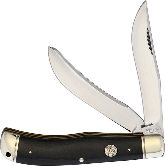 Marbles Black Micarta Mirror D2 Saddlehorn Folding Pocket Knife 433