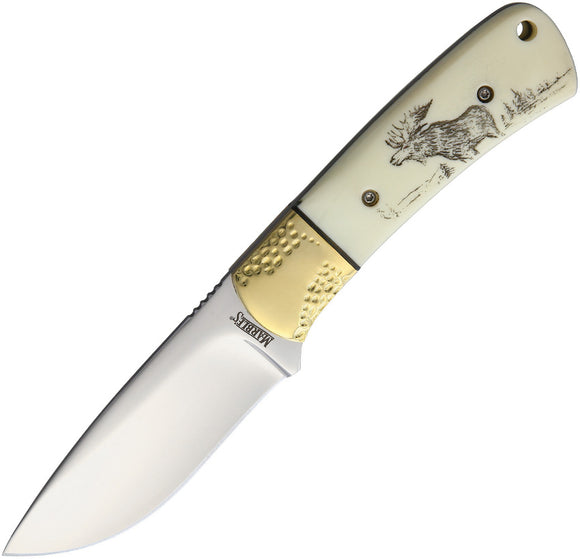 Marbles Scrimshaw White Smooth Bone Fixed Blade Knife w/ Sheath 441