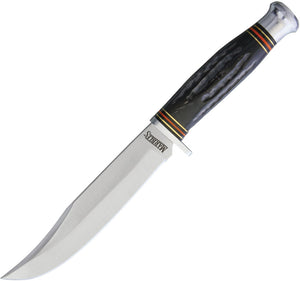 Marbles 10.5" Hunter Jigged Horn Handle Fixed Blade Knife + sheath  448