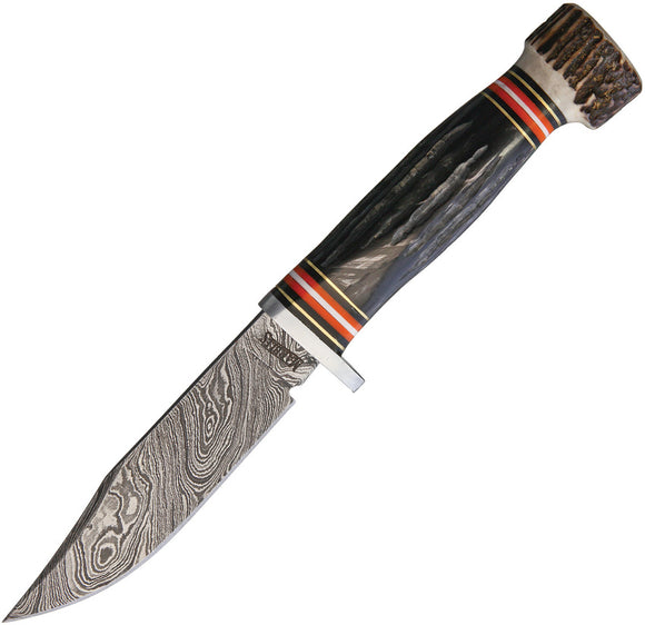 Marbles Bone Handle Damascus Skinner Knife + Sheath 463