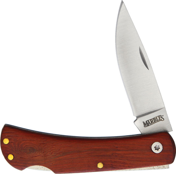 Marbles Brown Wood Handle Lockback Folding Pocket Knife 470
