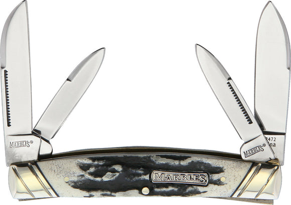 Marbles Black Stag Bone 4 Blade Congress Folding Pocket Knife 472