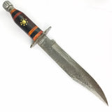 Marbles Damascus 14" Wood handle Bowie Fixed Blade Knife + Sheath 483