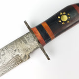 Marbles Damascus 14" Wood handle Bowie Fixed Blade Knife + Sheath 483