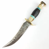 Marbles Skinner 10" Wood & Stag Damascus Fixed Blade Knife + Sheath 490d