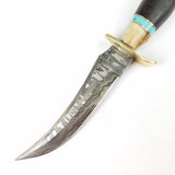 Marbles Skinner 10" Wood & Stag Damascus Fixed Blade Knife + Sheath 490d