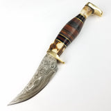 Marbles Small Skinner 7.5" Stacked leather & Stag Fixed Blade Damascus Knife + Sheath 491d