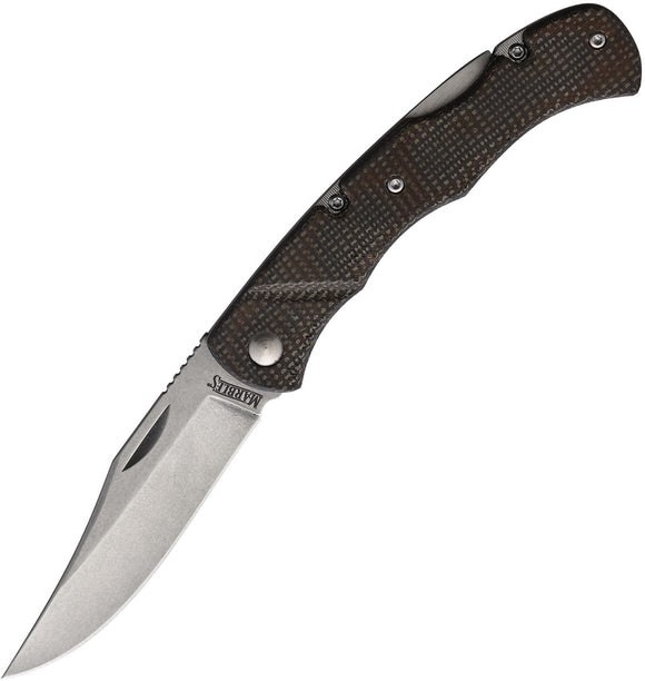 Marbles Brown Micarta Lockback Folding Pocket Knife + Belt Pouch 585