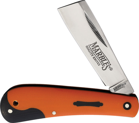 Marbles Black/Orange G10 Folding Stainless Razor Hawkbill Pocket Knife 595