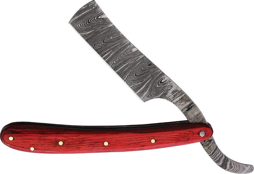 Marbles Razor Pocket Knife Red Pakkawood Folding Damascus Blade 606 ...